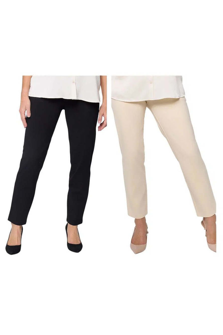 Women with Control Women`s 2-pack Slim Ankle Icon Pant Blk/Ecru - Tall